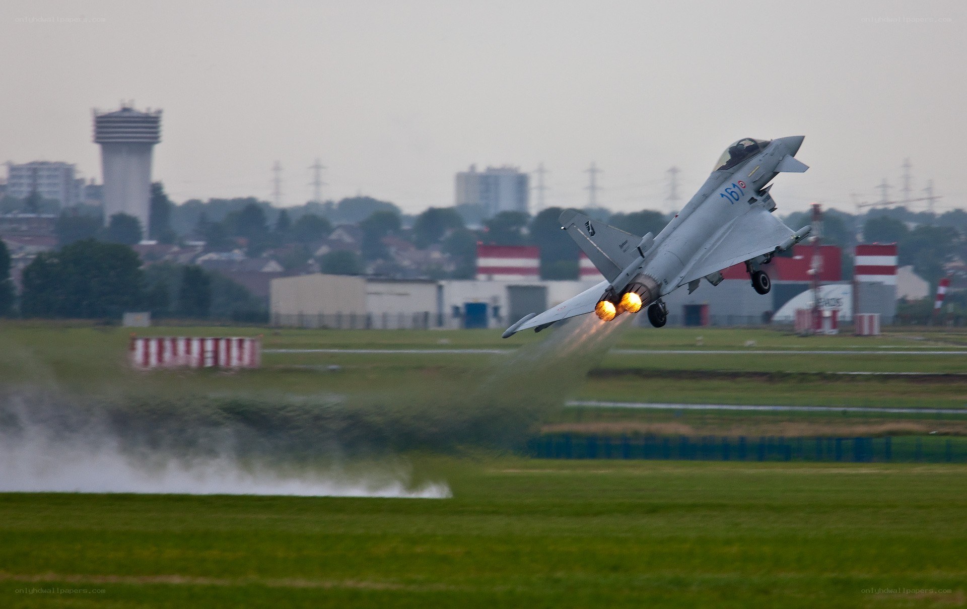 Jet taking off from runway