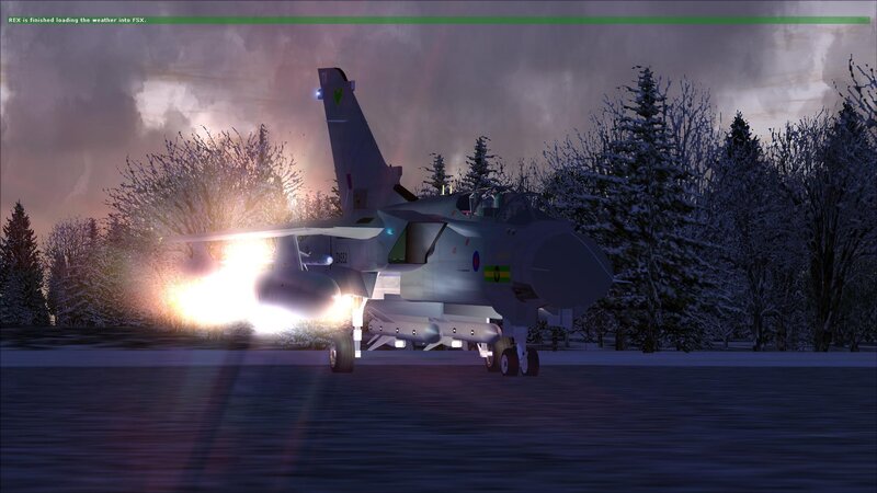 Jet taking off in snowy forest