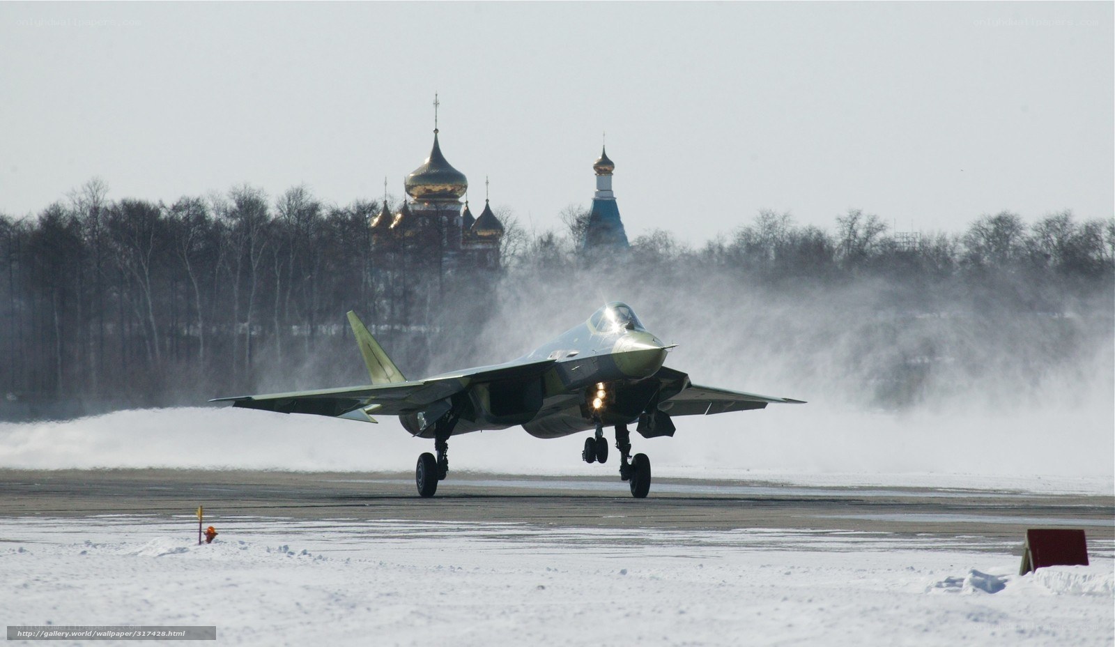 Jet taking off in winter