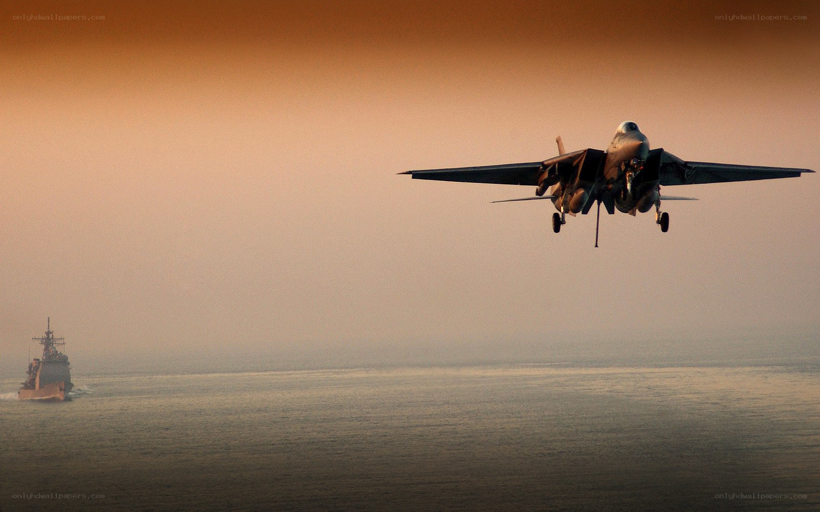 Jet taking off over the ocean