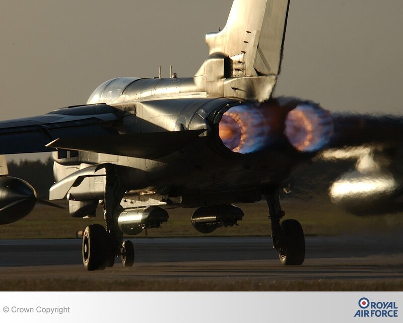 Jet taking off with afterburners