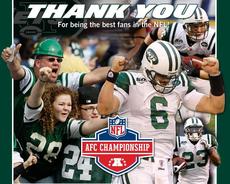 Jets fans and players celebrate
