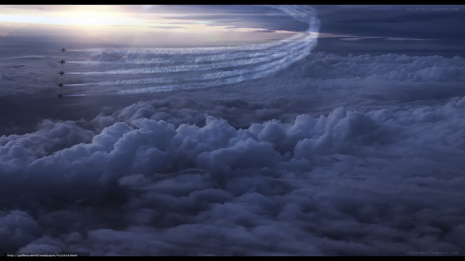 Jets flying above clouds
