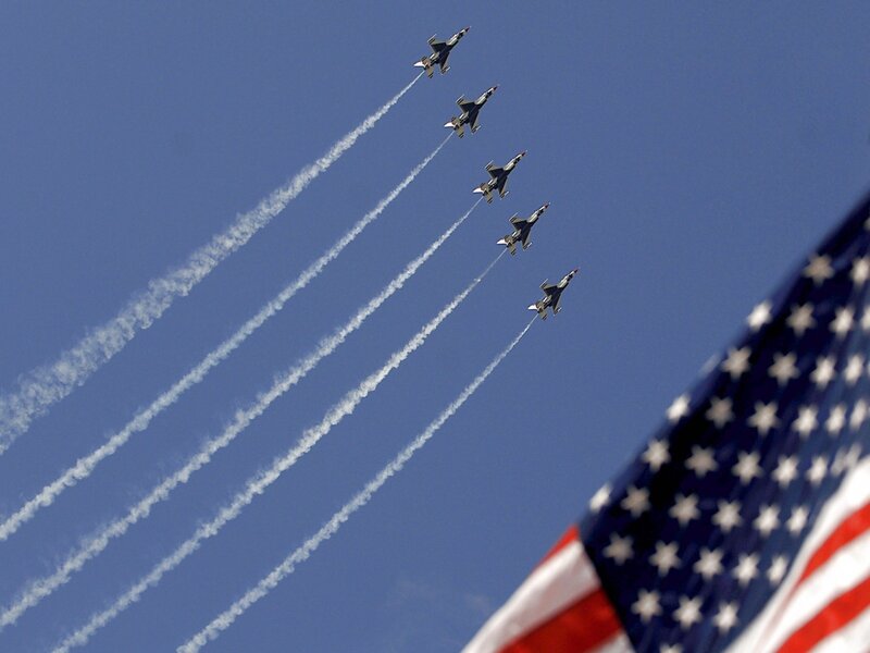 Jets Flying in Formation — Blue, Patriotic
