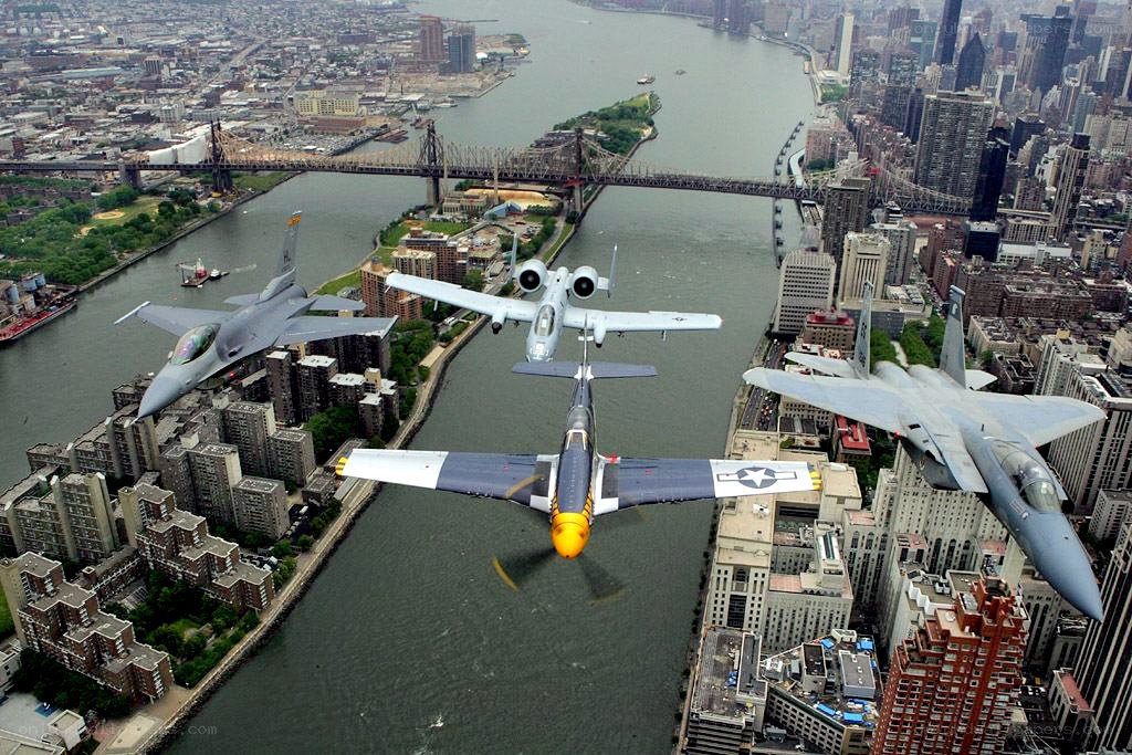 Jets flying over New York City