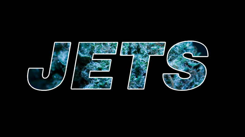 Jets text with cannabis texture