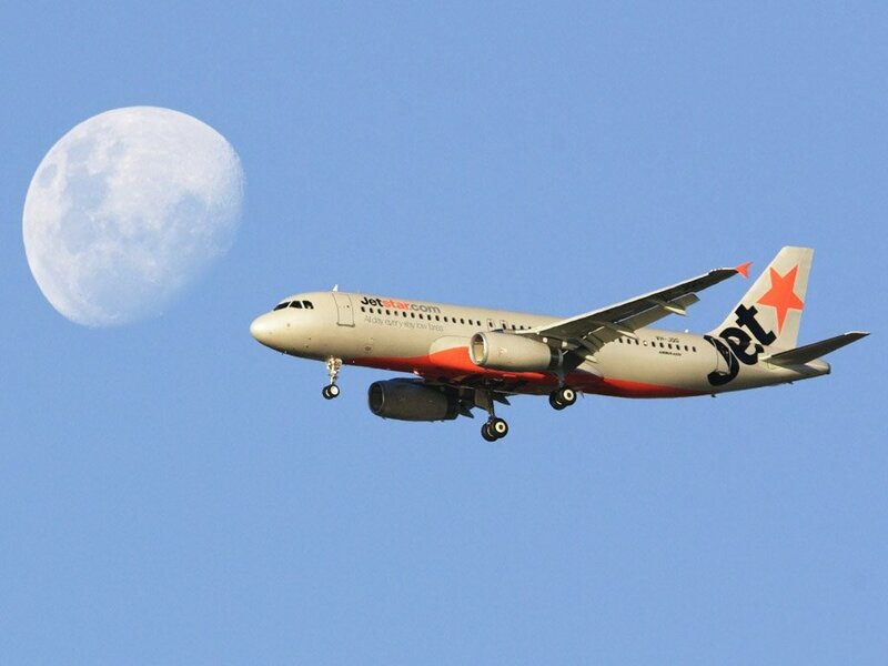 Jetstar plane with moon