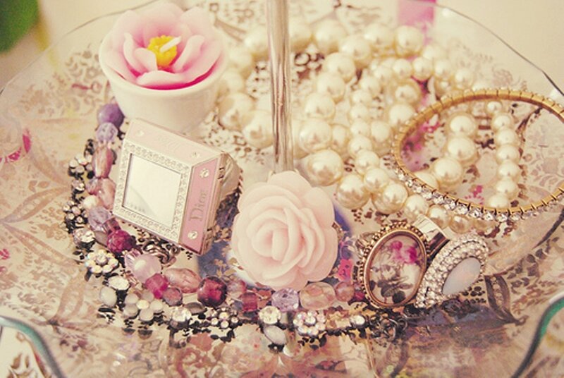 Jewelry on Decorative Tray