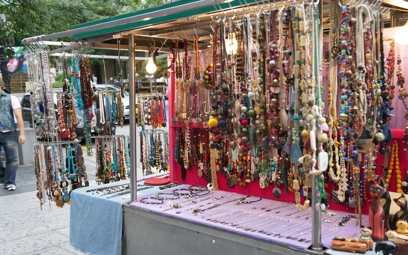 Jewelry stall at outdoor market
