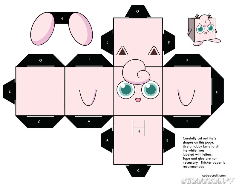 Jigglypuff cube craft template
