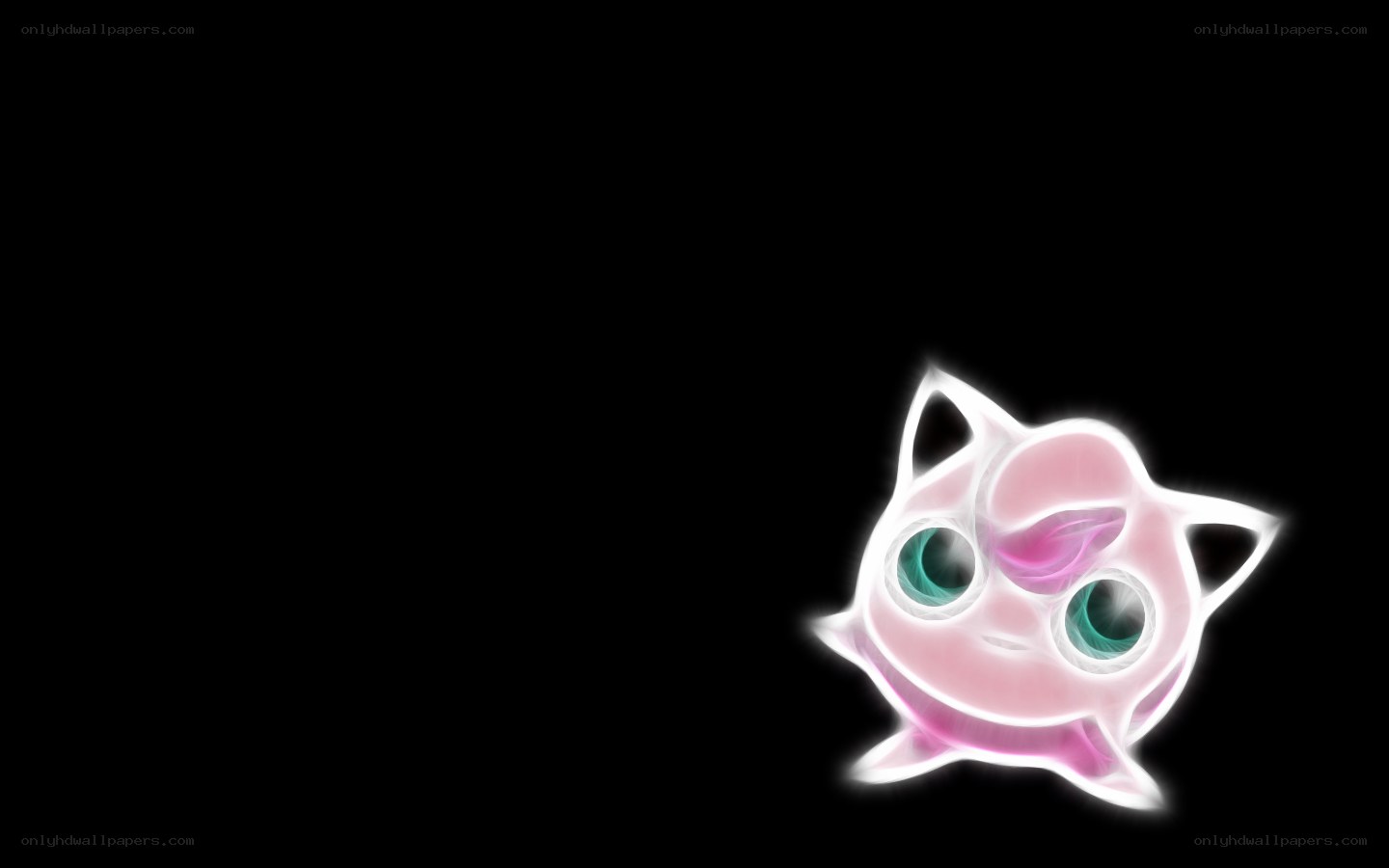 Jigglypuff glowing on black