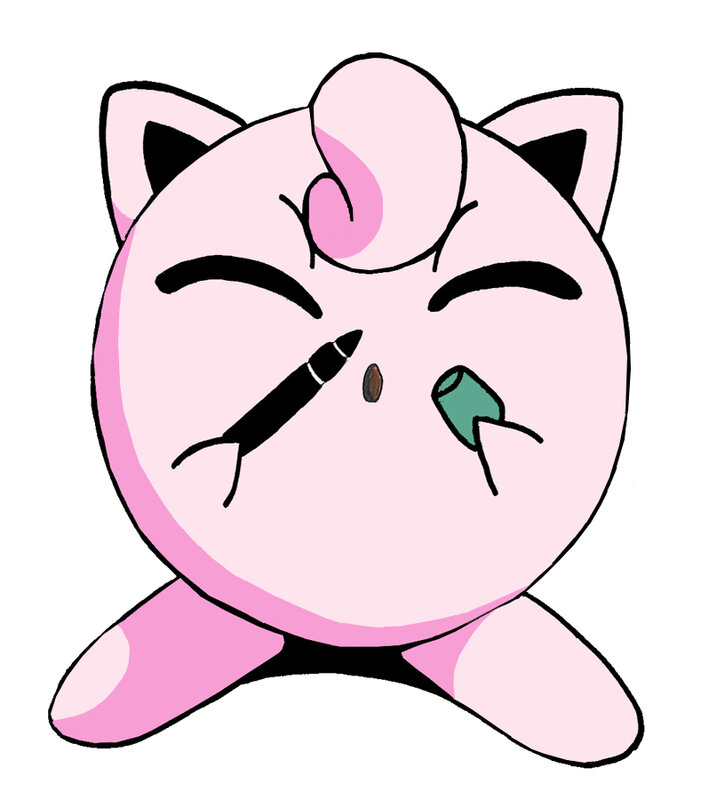 Jigglypuff with objects in mouth