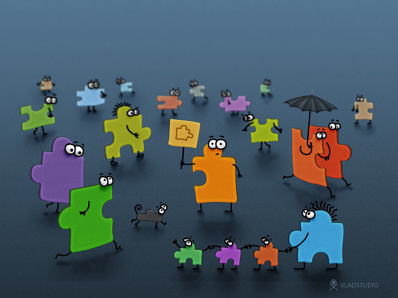 Jigsaw Puzzle Pieces — Blue