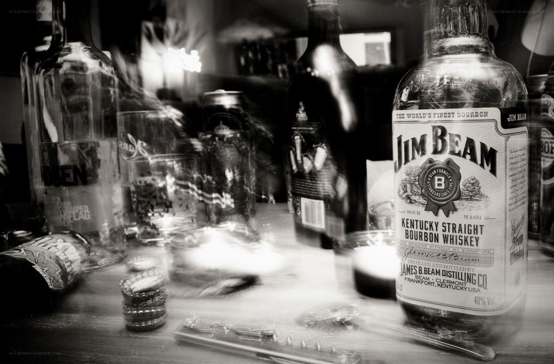 Jim Beam bottle on a table
