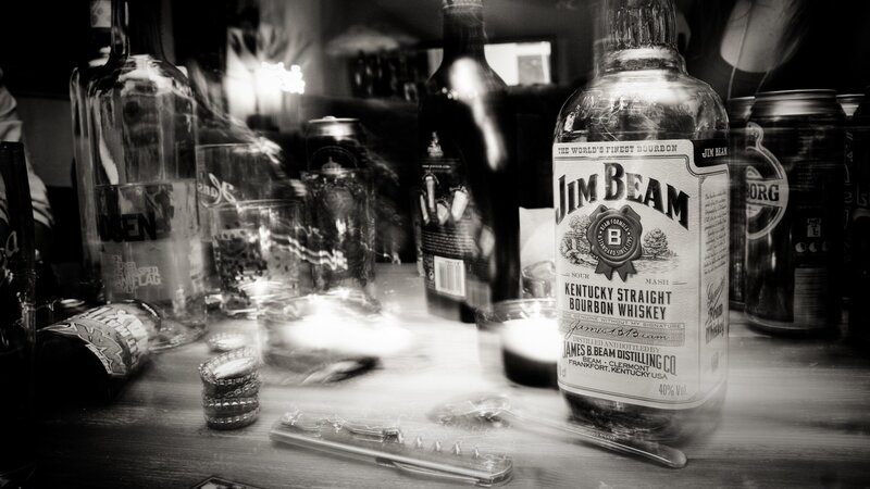 Jim Beam Bottle on Table