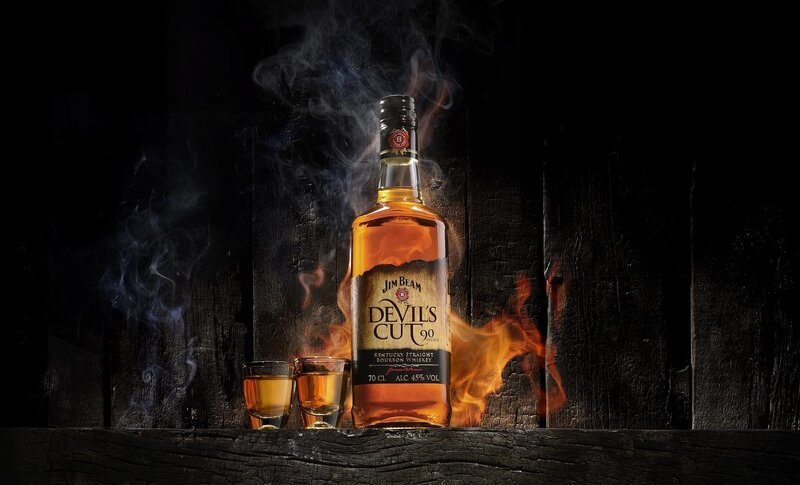 Jim Beam Bottle with Flames