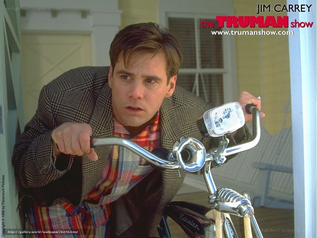 Jim Carrey on a bicycle