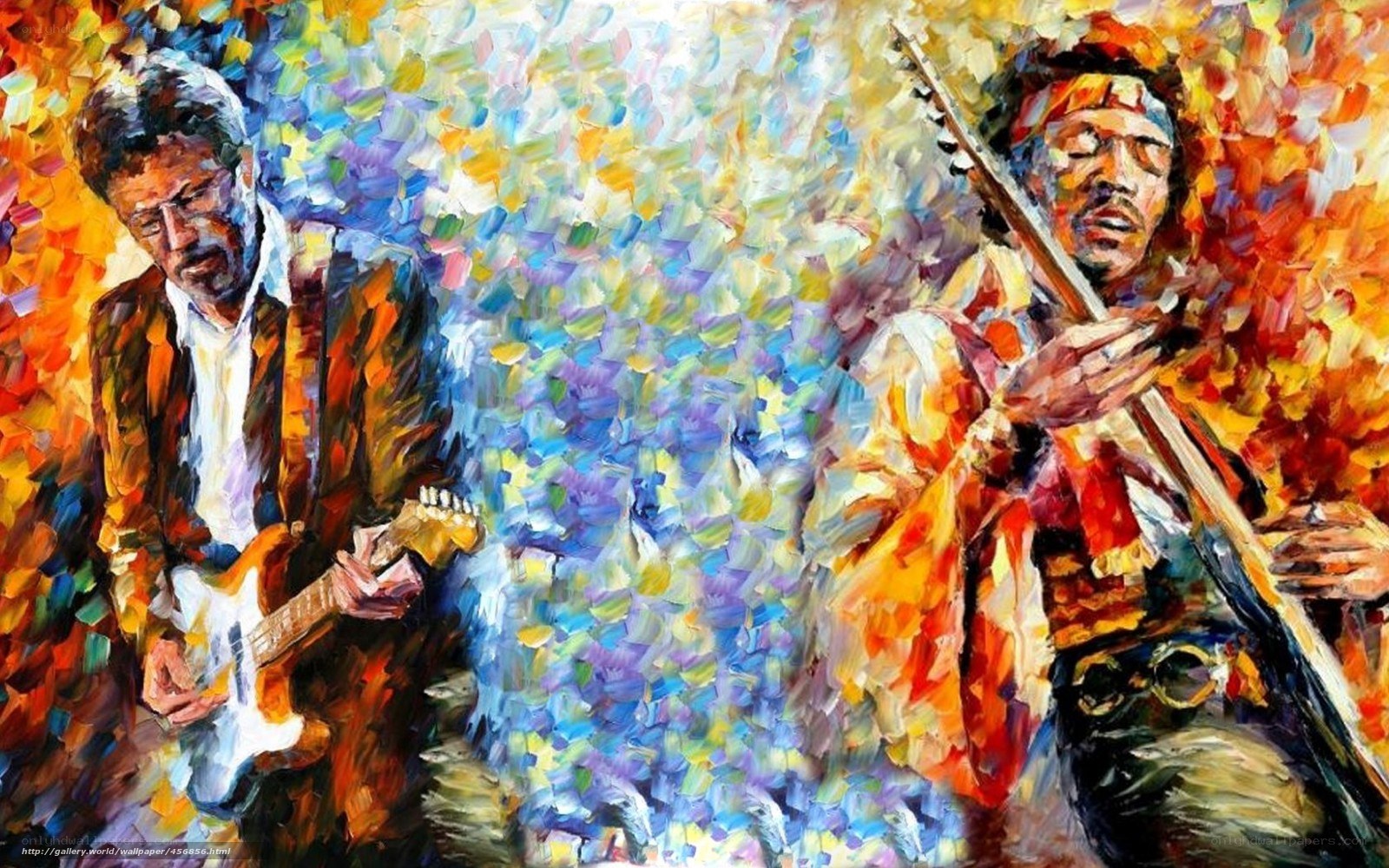 Jimi Hendrix and Eric Clapton painting