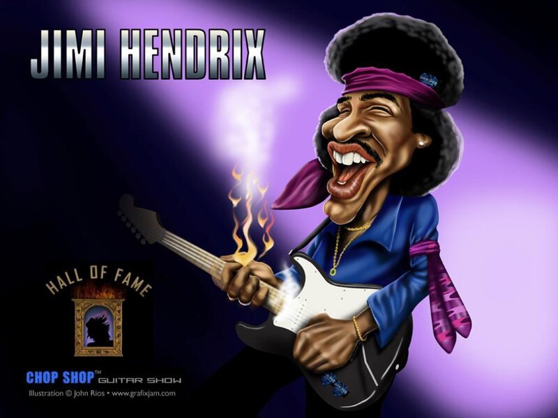 Jimi Hendrix Caricature — Purple