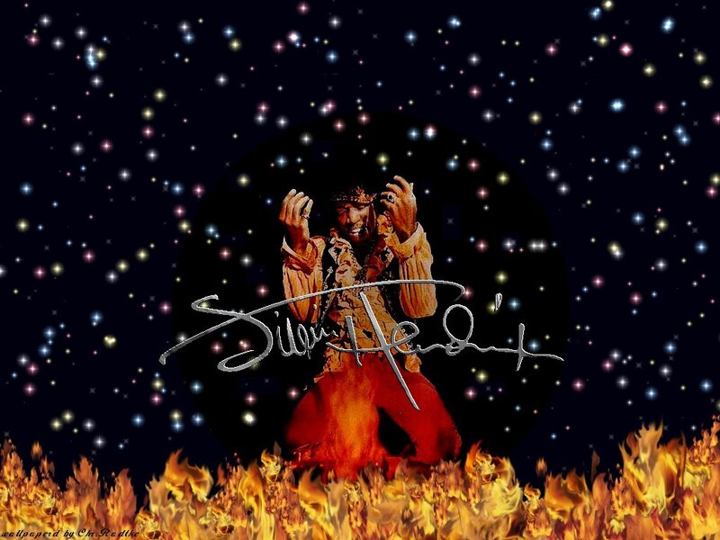 Jimi Hendrix in flames