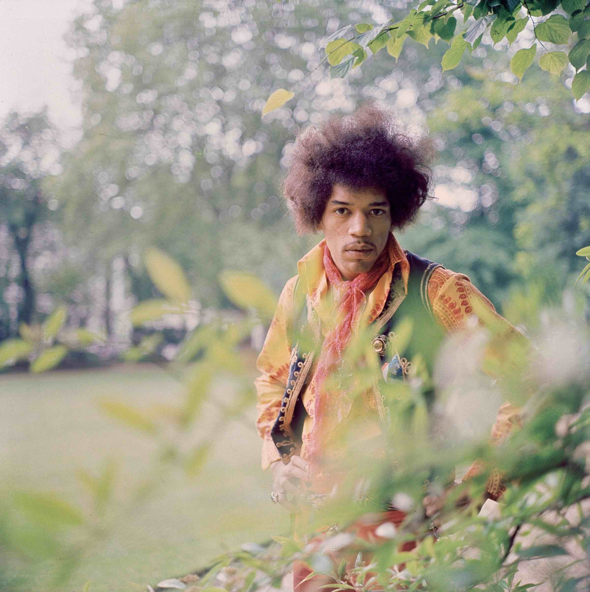Jimi Hendrix in garden