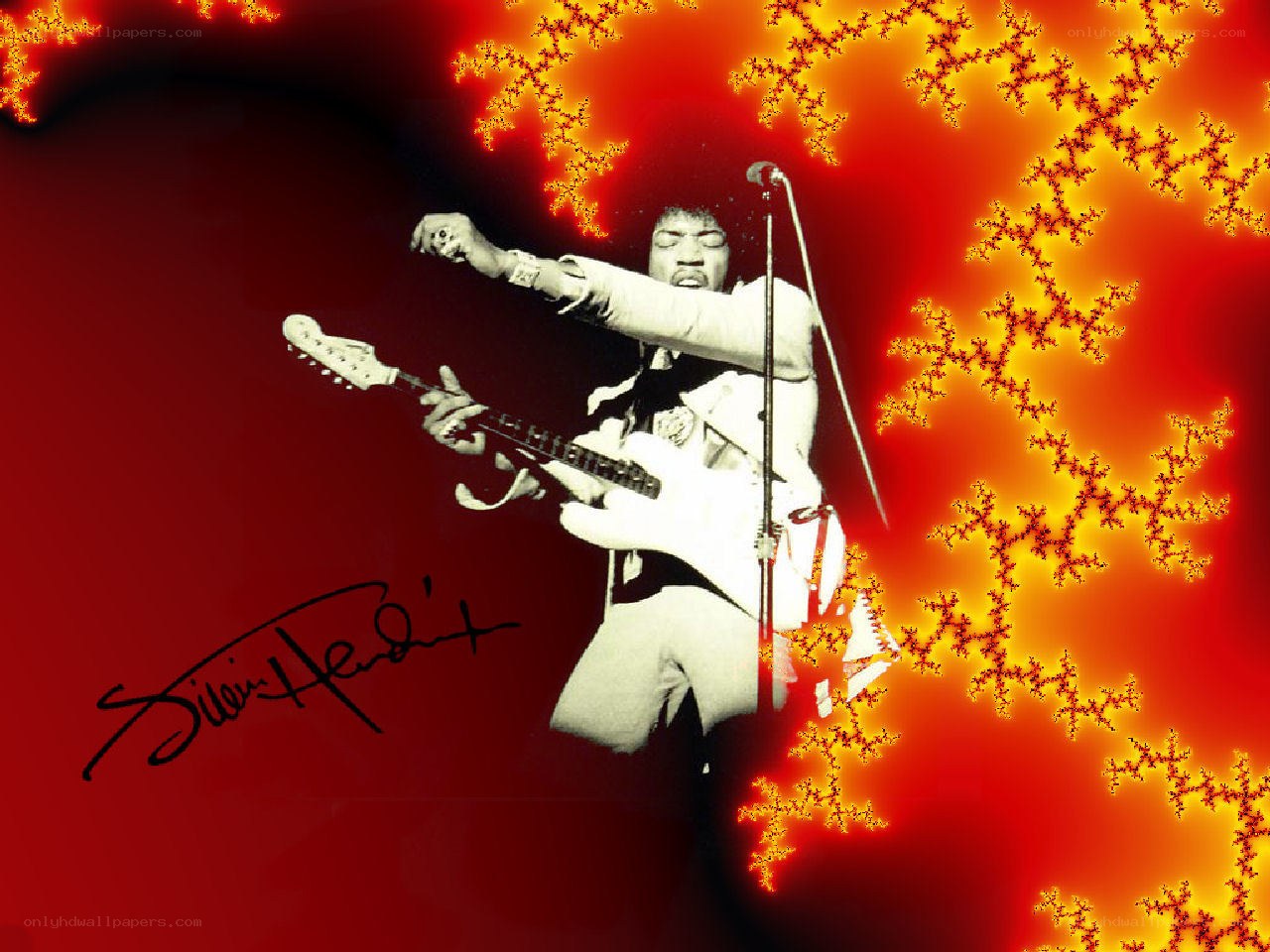 Jimi Hendrix performing