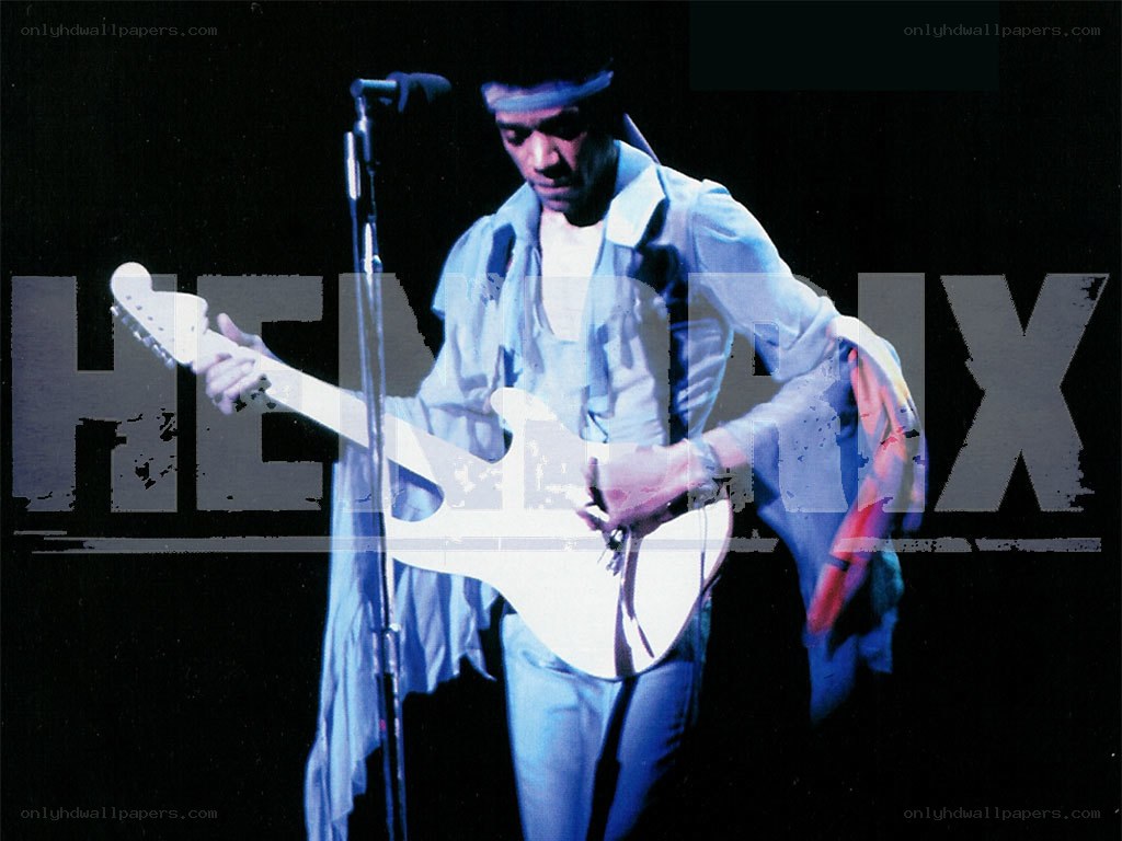 Jimi Hendrix performing on stage