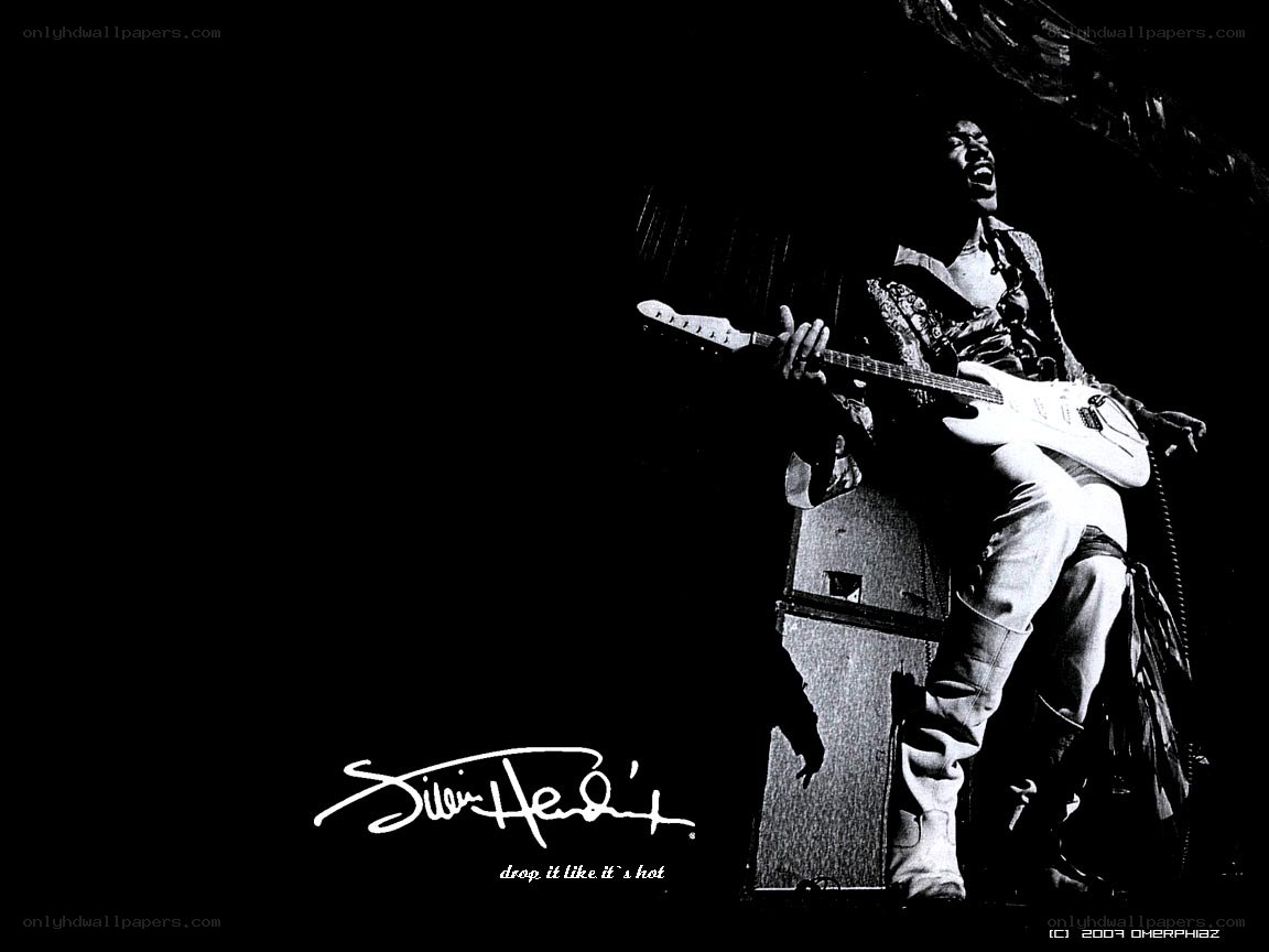 Jimi Hendrix performing on stage