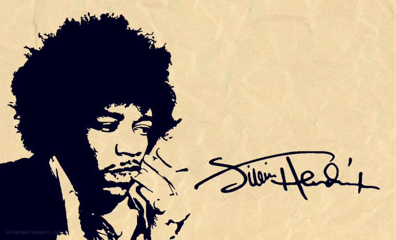 Jimi Hendrix portrait and signature