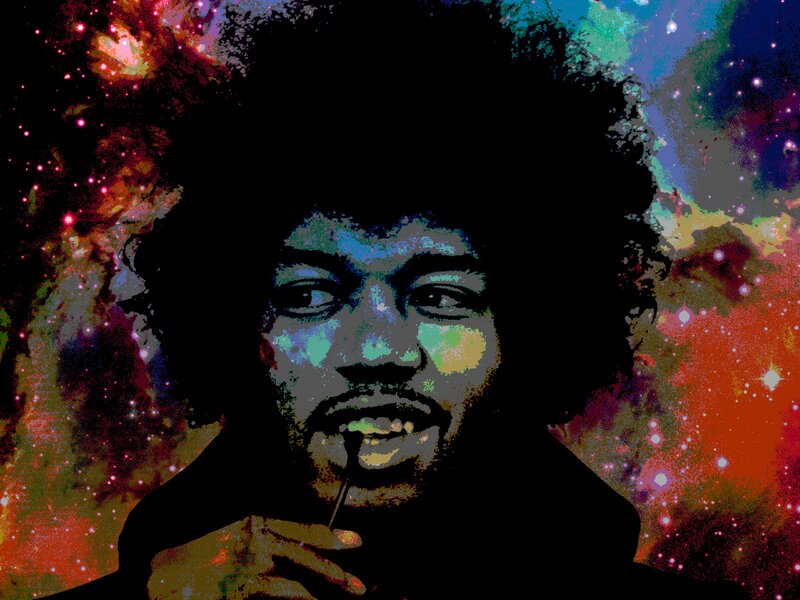 Jimi Hendrix Portrait — Black, Psychedelic