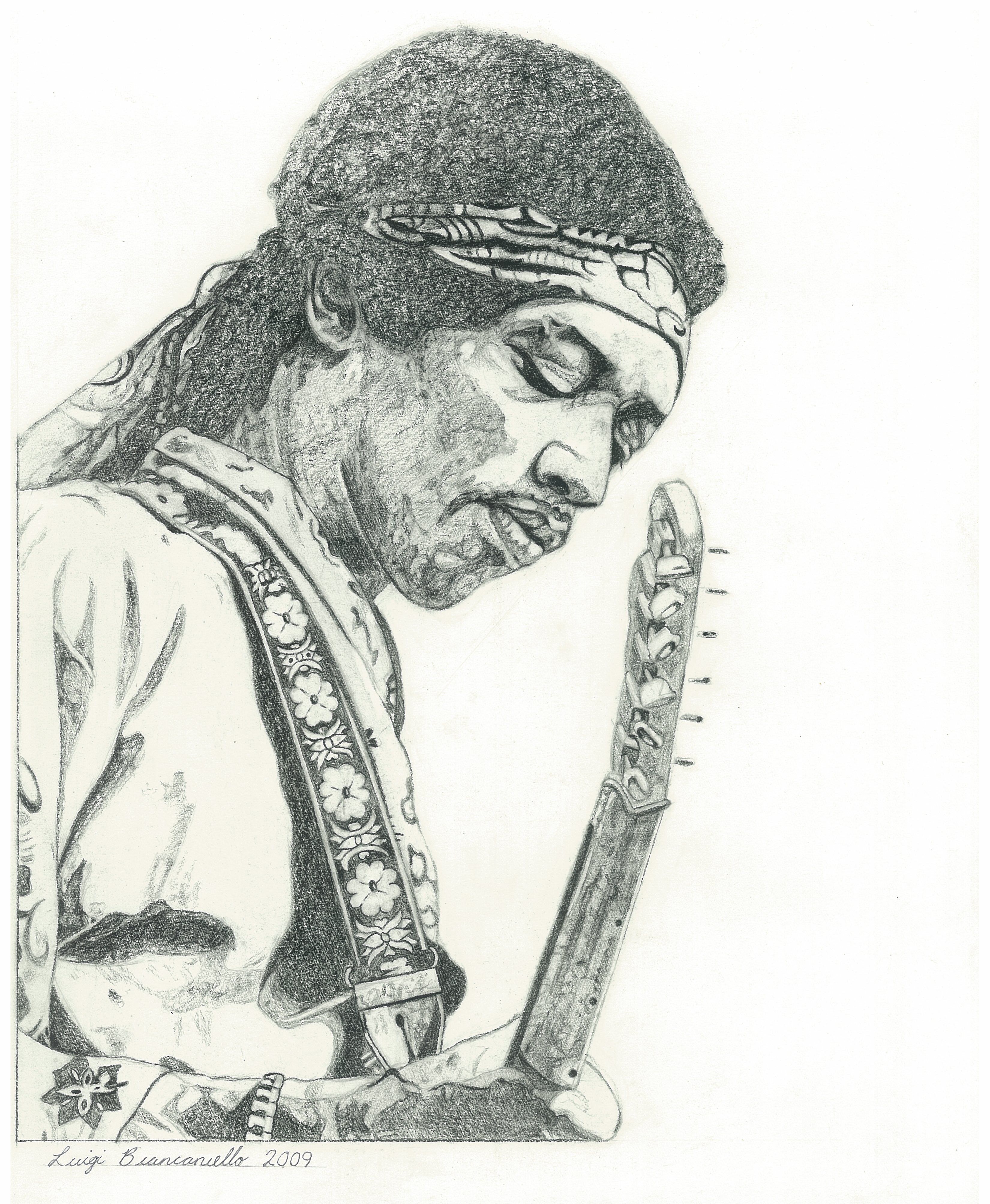 Jimi Hendrix portrait drawing