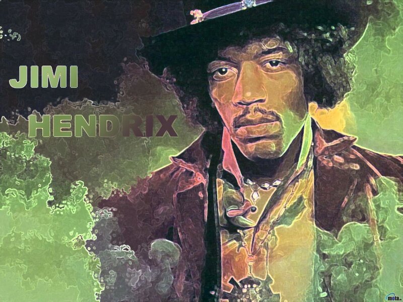 Jimi Hendrix Portrait — Green, Dramatic