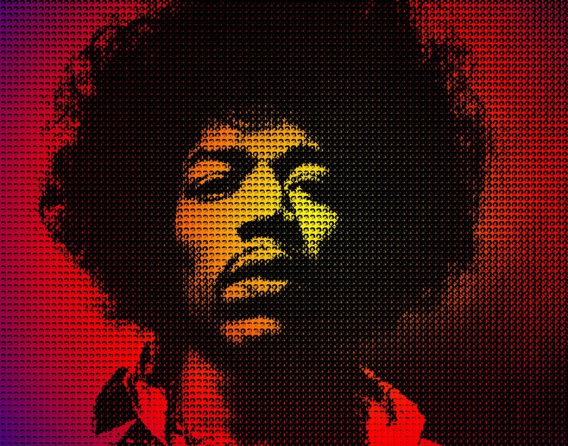 Jimi Hendrix Portrait — Red, Dramatic