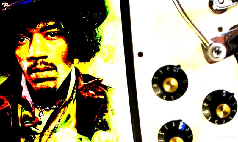 Jimi Hendrix portrait with guitar