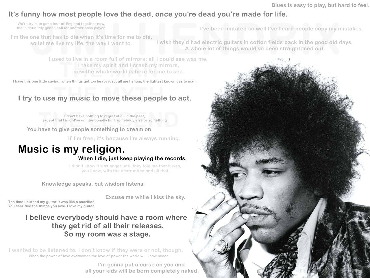 Jimi Hendrix quotes collage