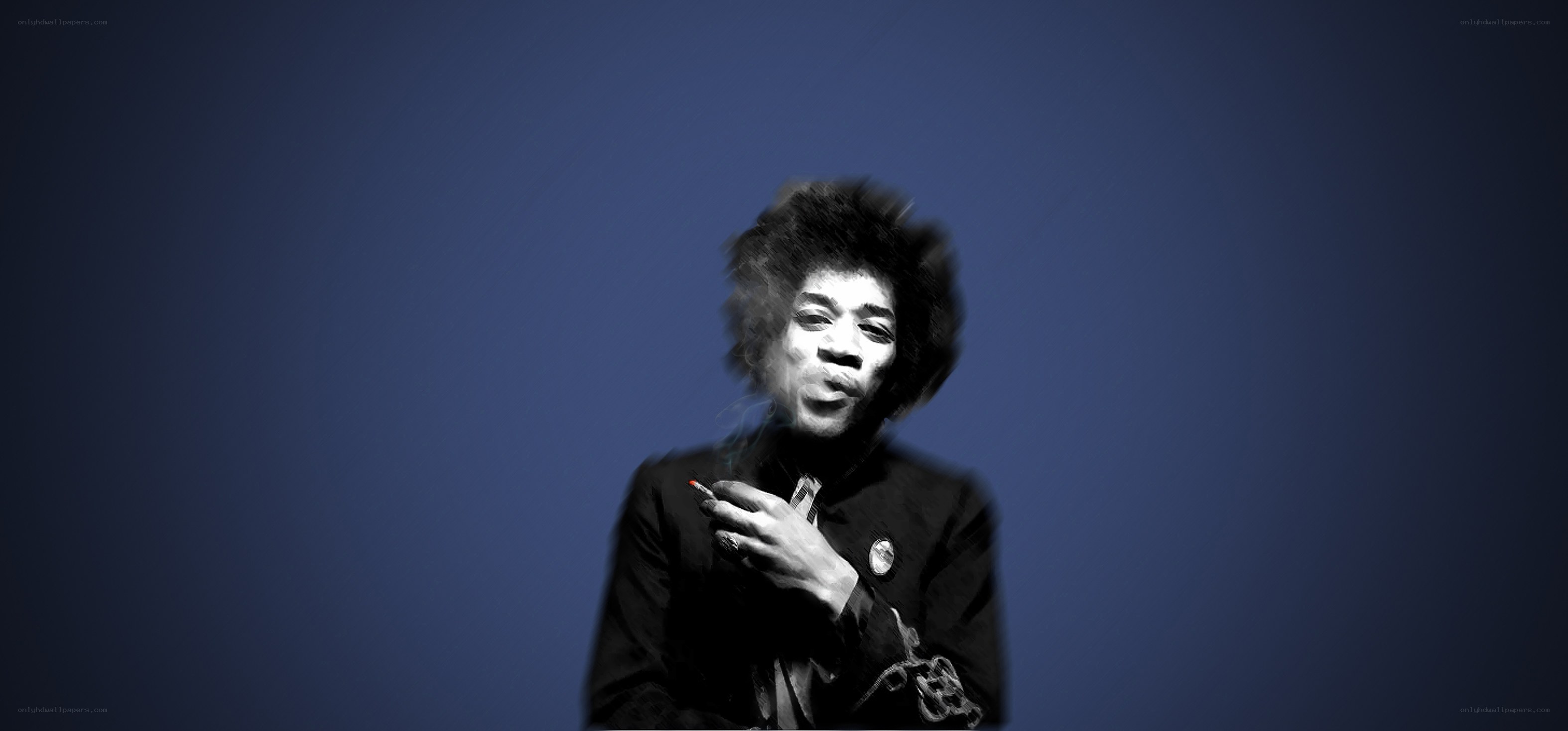 Jimi Hendrix smoking a cigarette