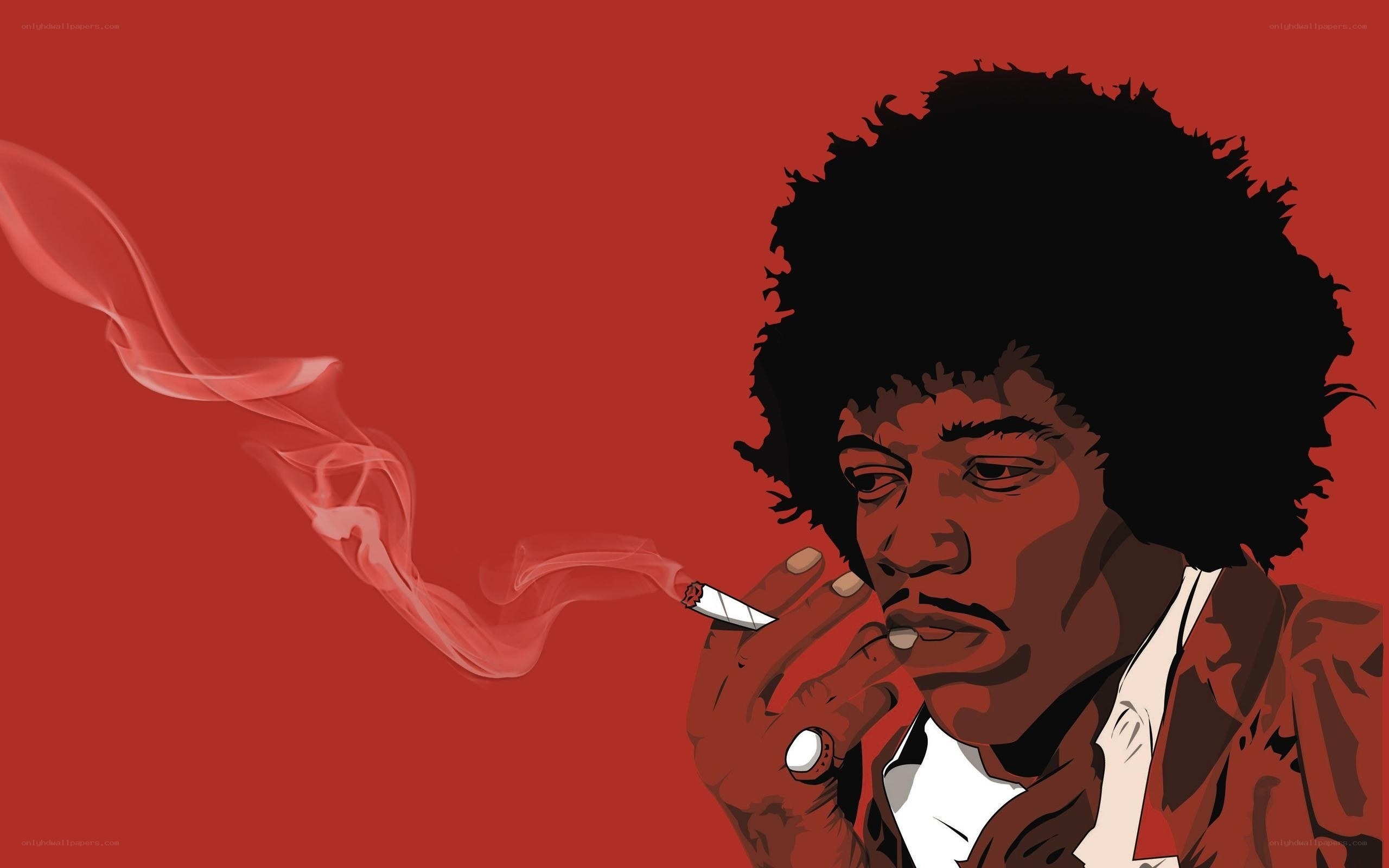 Jimi Hendrix smoking cigarette