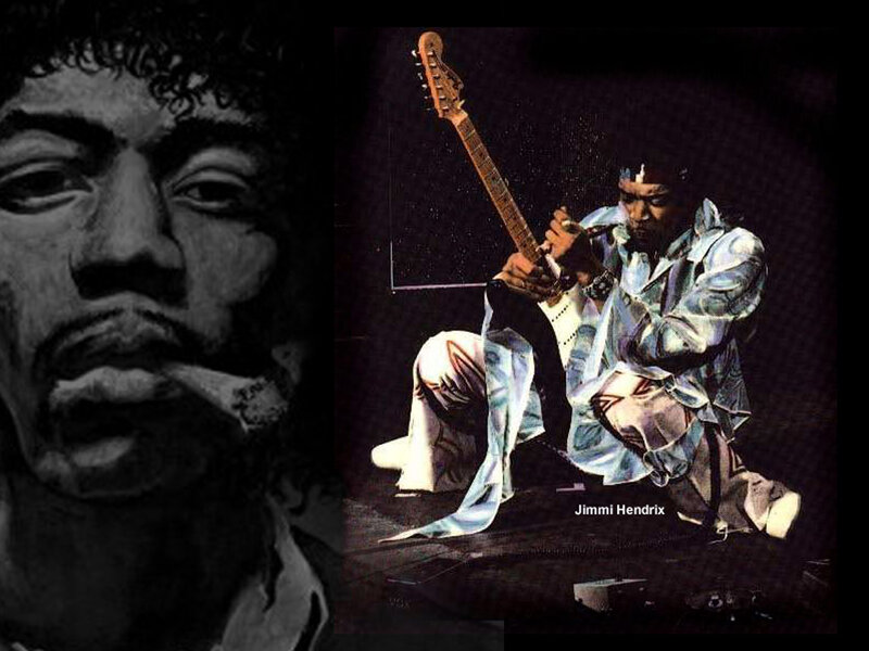 Jimmi Hendrix Playing Guitar