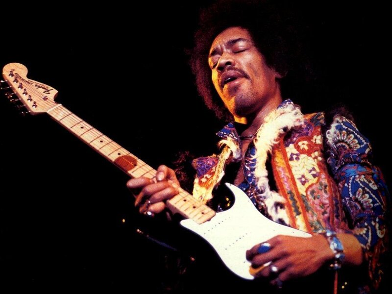 Jimmy Hendrix Playing Guitar — Black