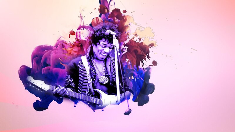Jimmy Hendrix Playing Guitar — Pink