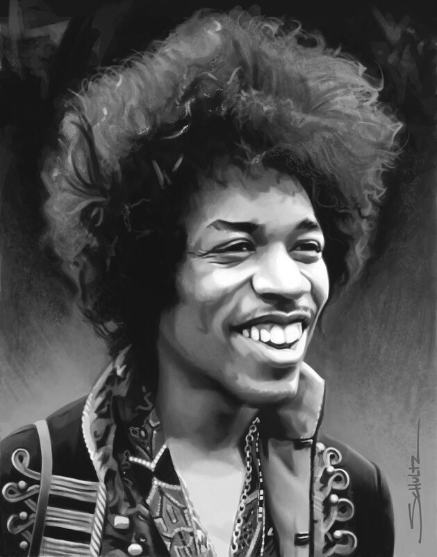 Jimmy Hendrix Portrait — Black, Joyful