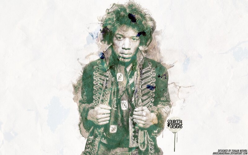 Jimmy Hendrix Portrait — Green, Dramatic