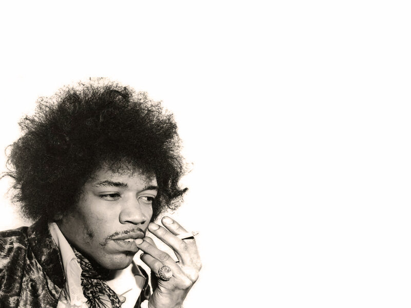 Jimmy Hendrix Smoking — Black, Contemplative, Photograph, Cigarette, Ring