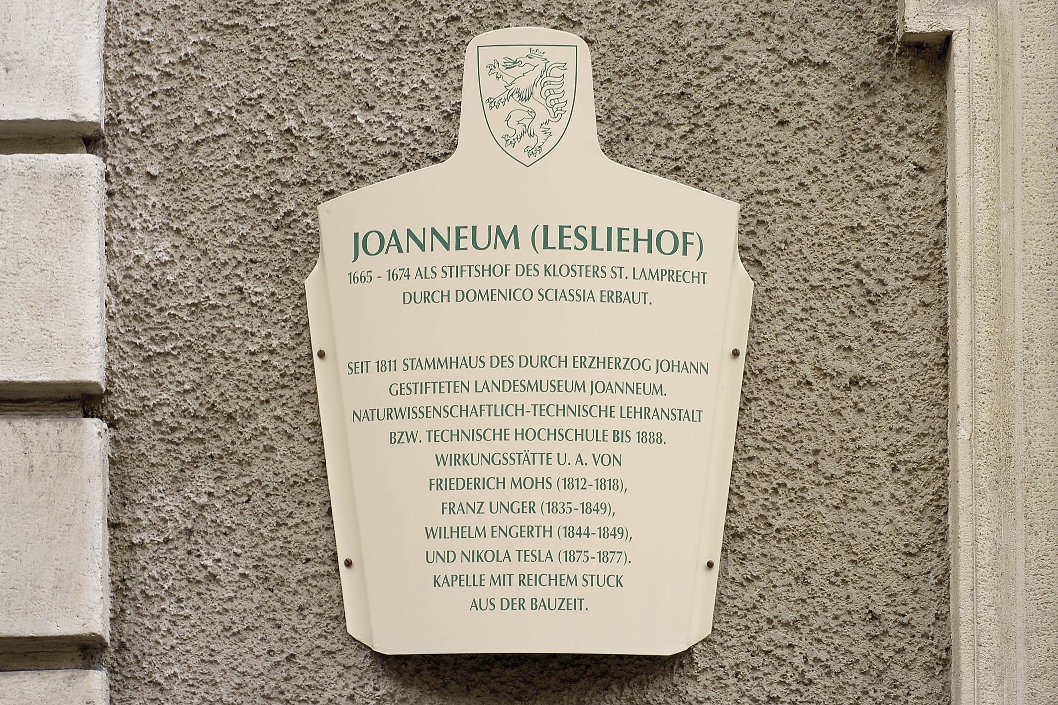 Joanneum historical plaque