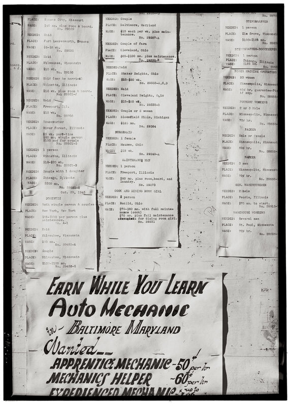 job listings and ad collage