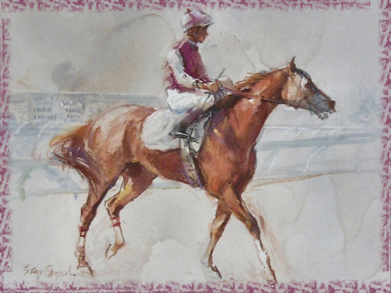 Jockey on a Racehorse — Brown