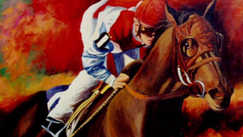 Jockey on Horse — Red