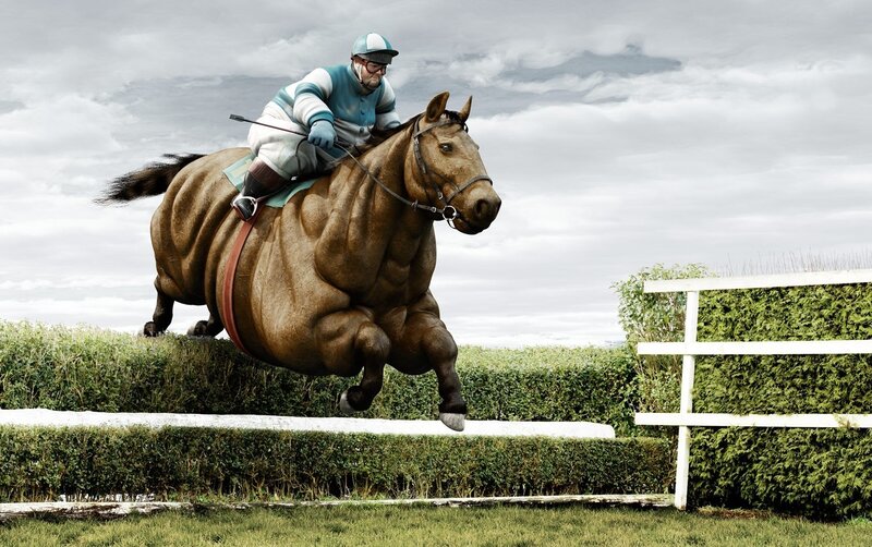 Jockey Riding Horse — Brown, Dramatic