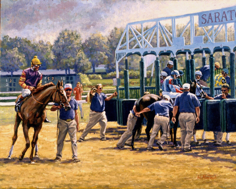 Jockeys and Horses at Starting Gate