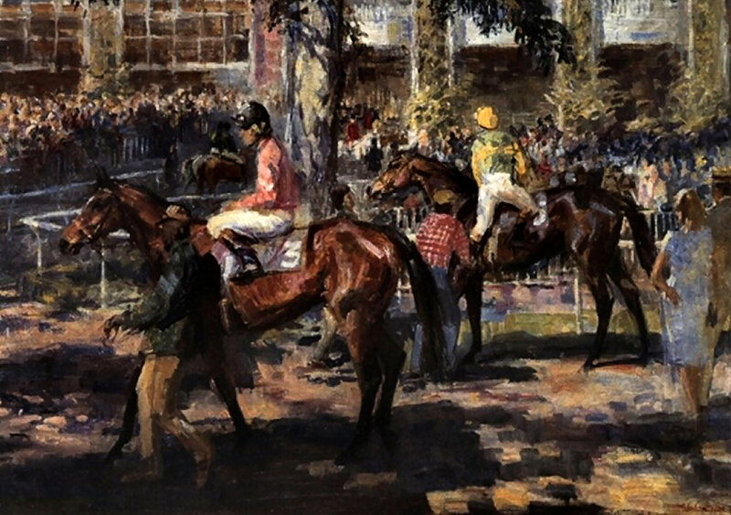 Jockeys on Horses — Brown, Active